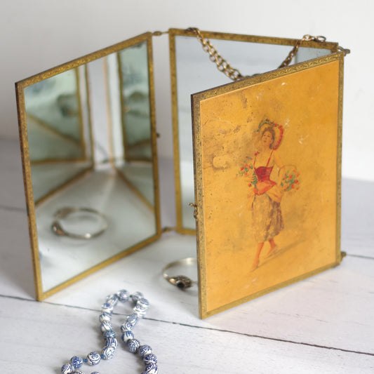 Miroir de barbier triptyque. Fin 19e siècle