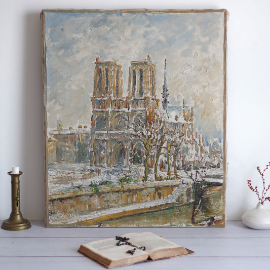 Notre Dame de Paris. Huile sur toile. Fernand LAVAL (1886-1966)