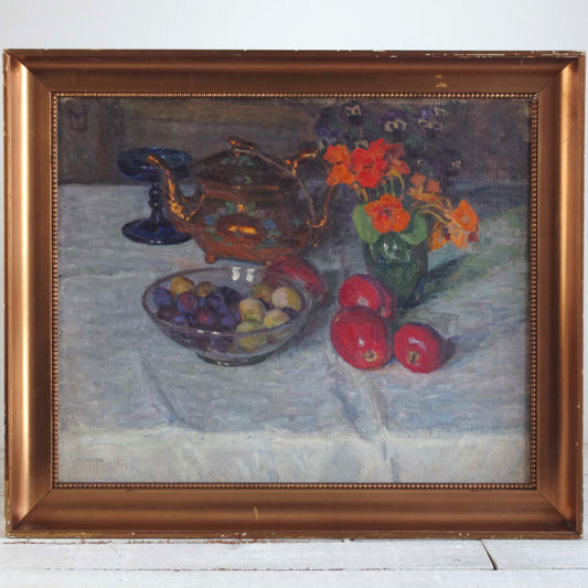 Nature Morte Danoise . Huile sur toile . Fruits