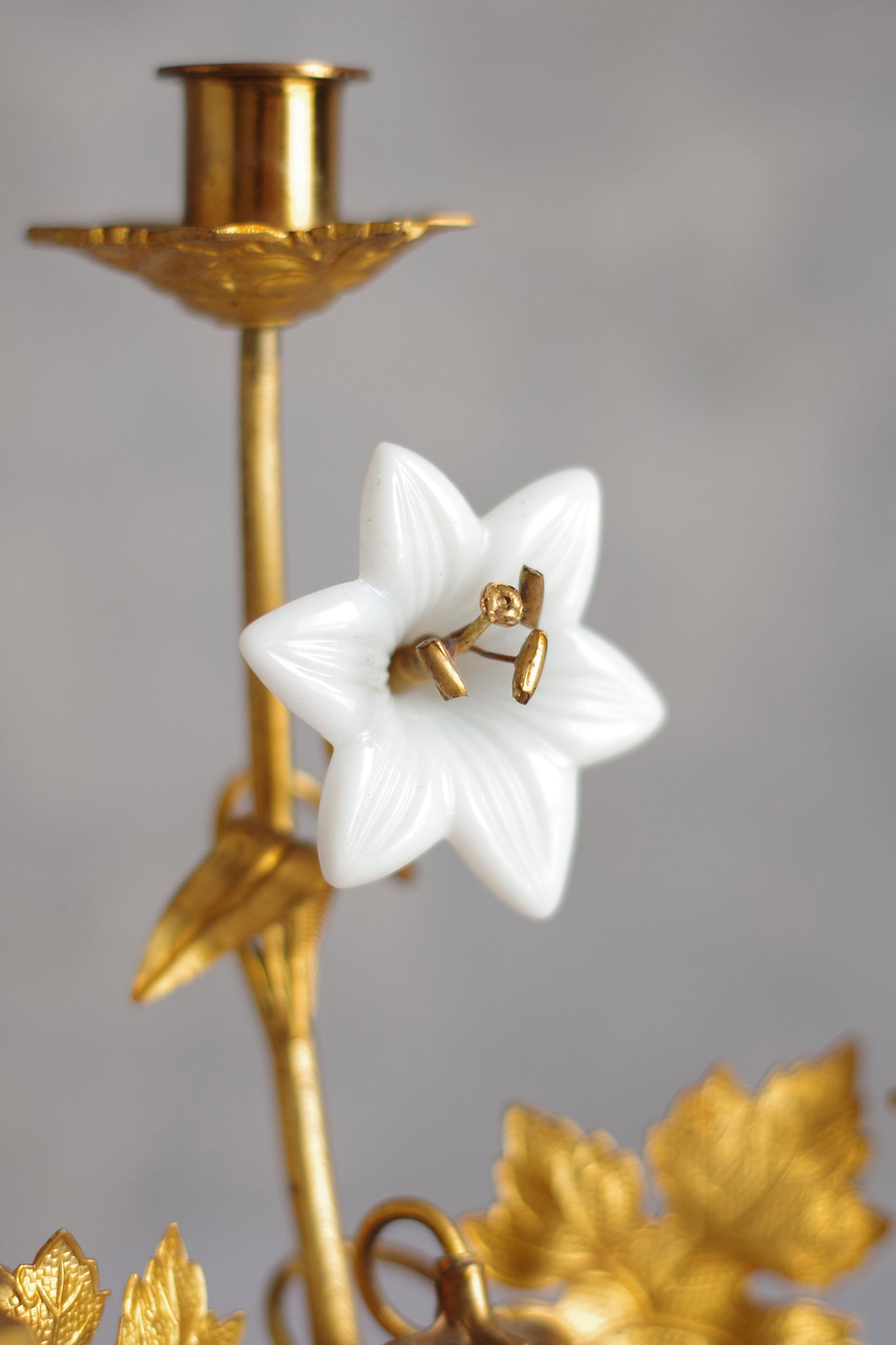 Pair of church candlesticks. Gilt bronze. 19th century