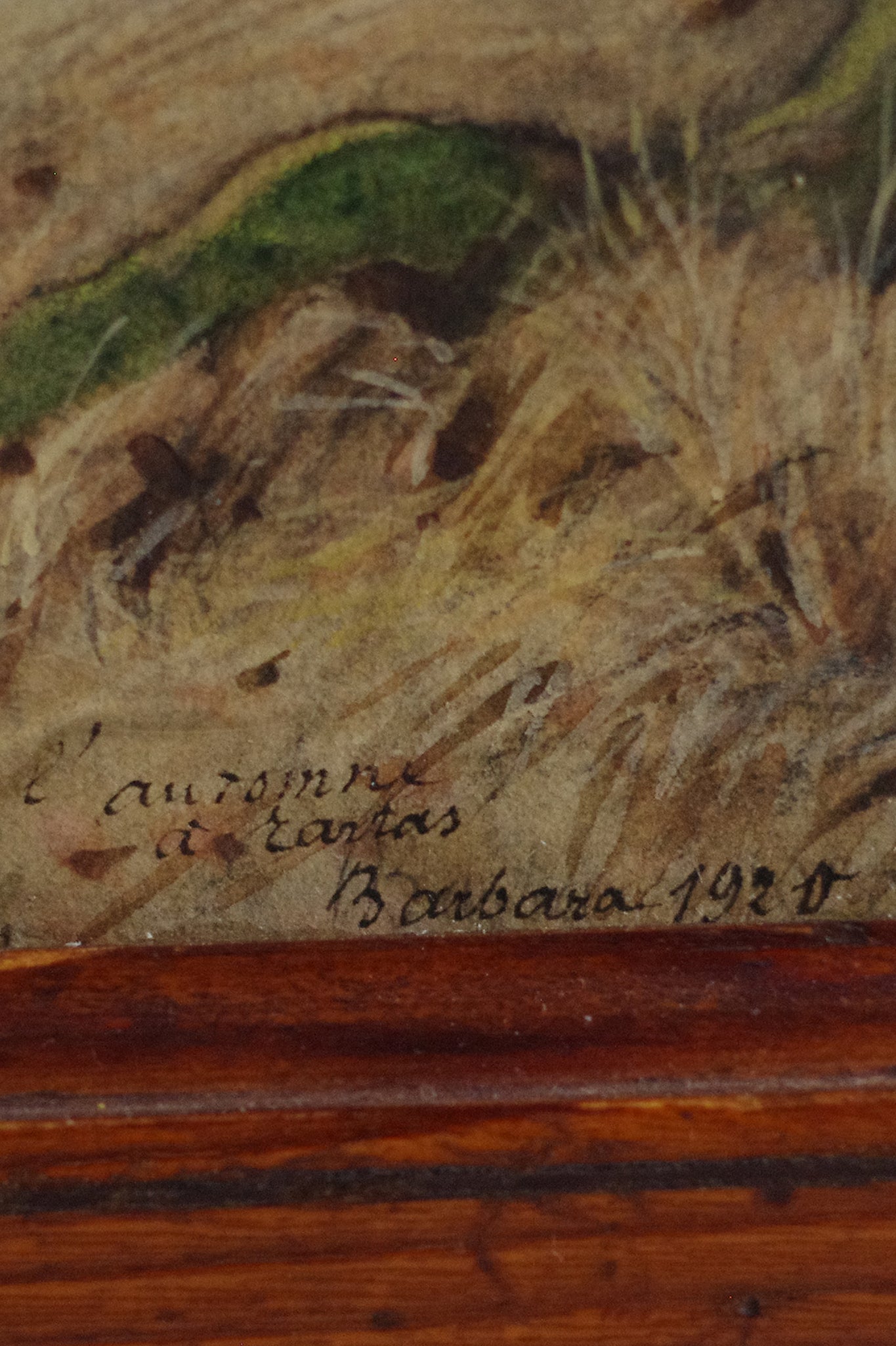 Aquarelle . Paysage . Forêt d'automne . Vaches . 1920