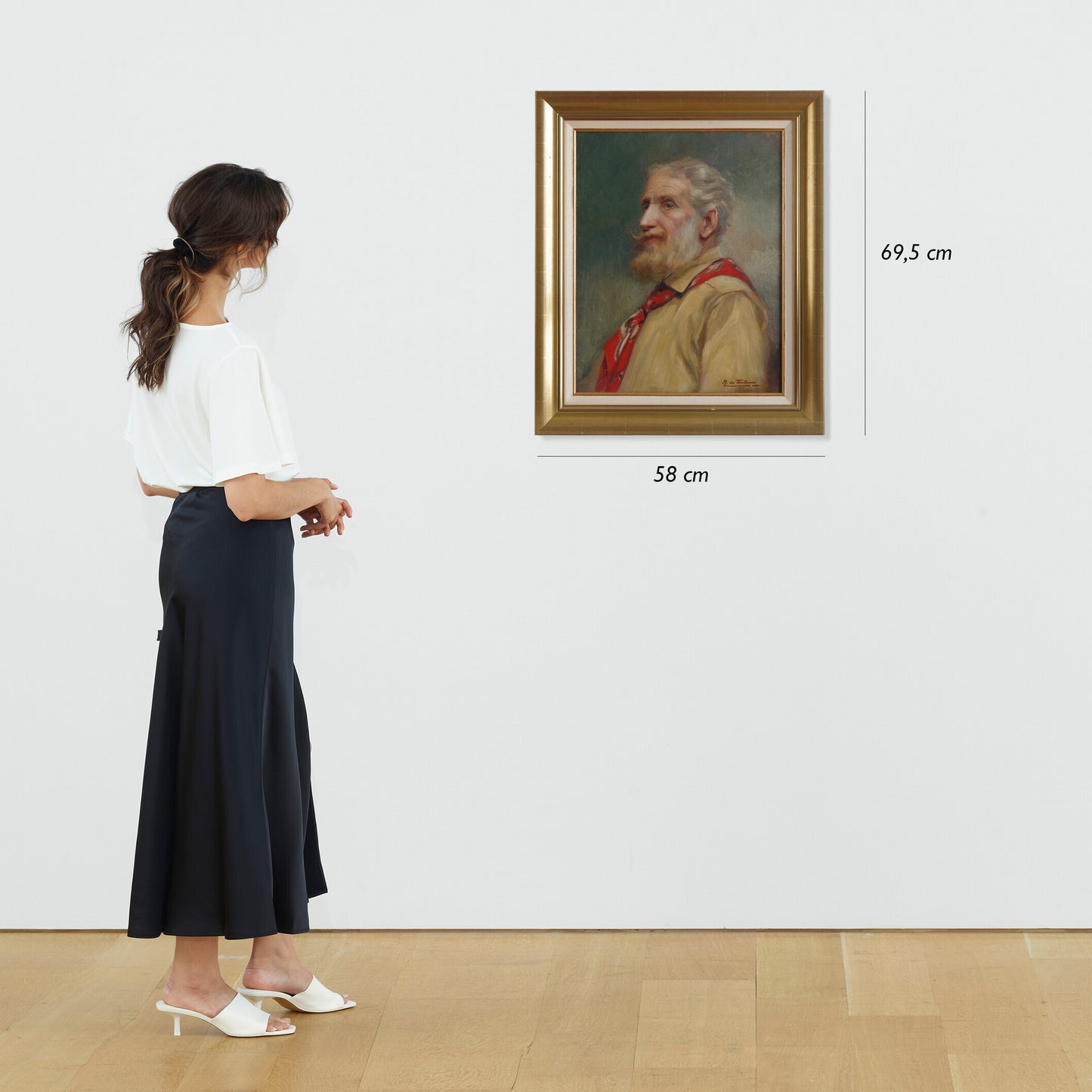 Portrait Homme barbu aux yeux bleus . Huile sur toile . Signée