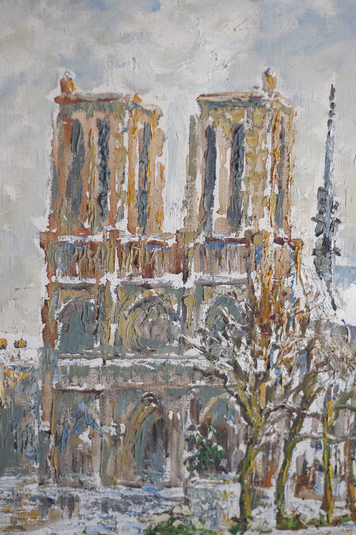 Notre Dame de Paris. Huile sur toile. Fernand LAVAL (1886-1966)