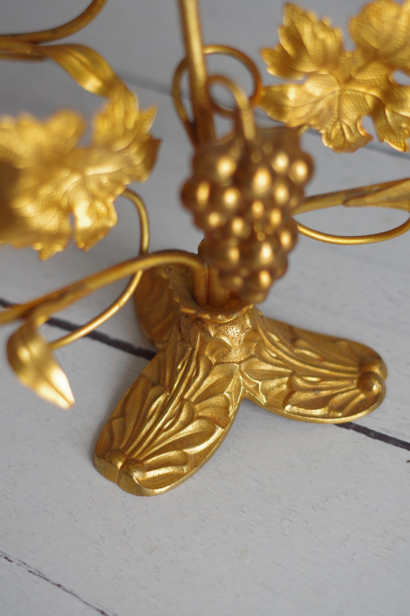 Pair of church candlesticks. Gilt bronze. 19th century